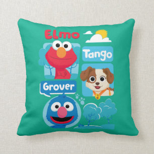 Sesame Street Elmo, Tango, & Grover Park Graphic Throw Pillow