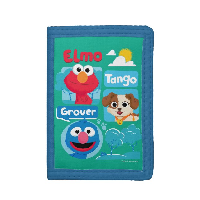 Sesame Street | Elmo, Tango, & Grover Park Graphic Trifold Wallet (Front Vertical)