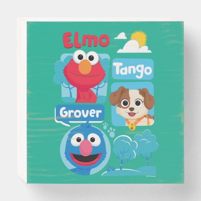 Sesame Street | Elmo, Tango, & Grover Park Graphic Wooden Box Sign (Front Horizontal)