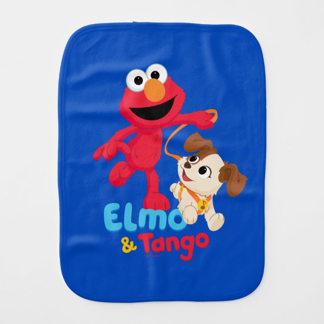 Sesame Street | Elmo & Tango Running Baby Burp Cloth (Front)