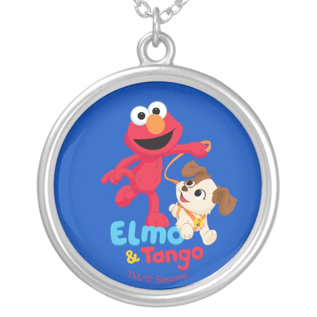 Sesame Street | Elmo & Tango Running Silver Plated Necklace (Front)