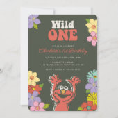 Sesame Street Elmo | Wild One Floral Birthday Invitation (Front)