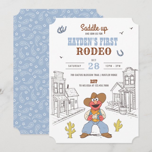 Sesame Street - Elmo's First Rodeo Birthday Invitation (Front/Back)