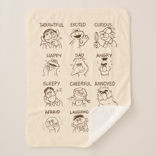 Sesame Street | Emotions & Feelings Sherpa Blanket (Front)