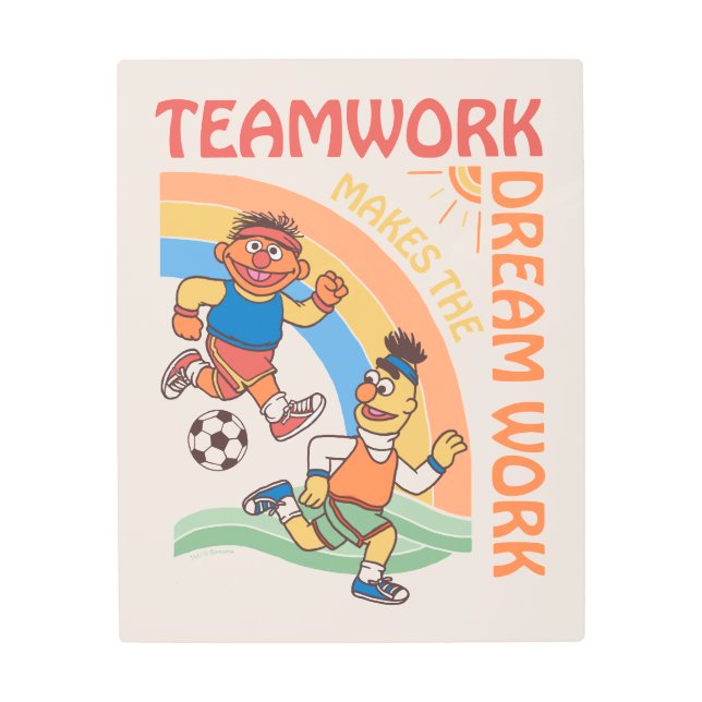 Sesame Street | Ernie & Bert Teamwork Metal Print (Front)