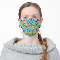Sesame Street Faces Pattern on Blue Adult Cloth Face Mask