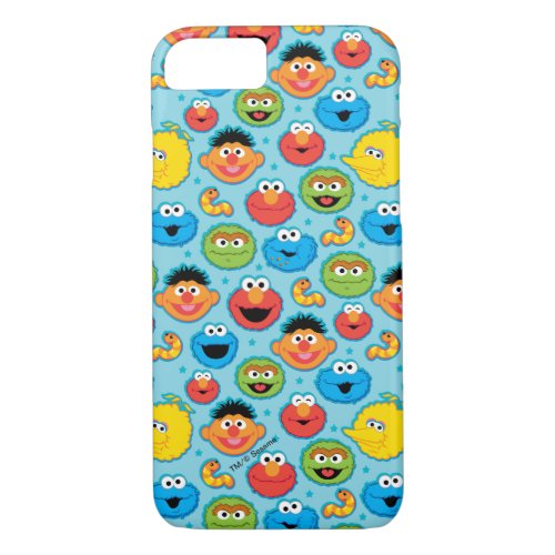 Sesame Street Faces Pattern on Blue iPhone 87 Case