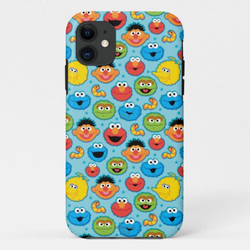 Sesame Street Faces Pattern on Blue iPhone 11 Case