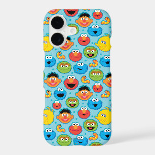 Sesame Street Faces Pattern on Blue iPhone 17 Case