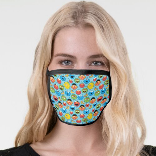 Sesame Street Faces Pattern on Blue Face Mask