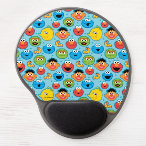Sesame Street Faces Pattern on Blue Gel Mouse Pad