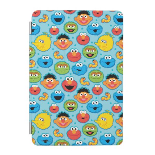 Sesame Street Faces Pattern on Blue iPad Mini Cover
