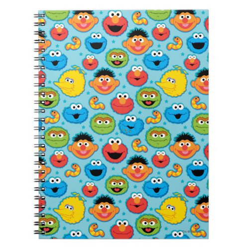 Sesame Street Faces Pattern on Blue Notebook