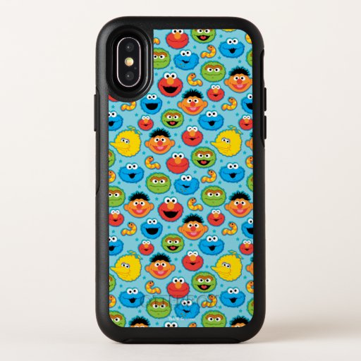 Sesame Street Faces Pattern on Blue OtterBox Symmetry iPhone X Case