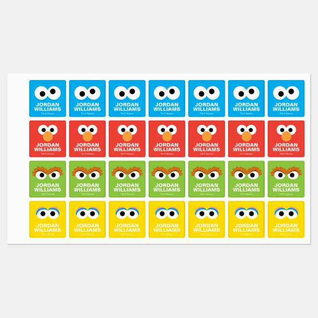 Sesame Street Faces with Child's Name Kids' Labels (Sheet)