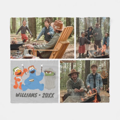 Sesame Street  Family Camping  Photo Collage Fleece Blanket