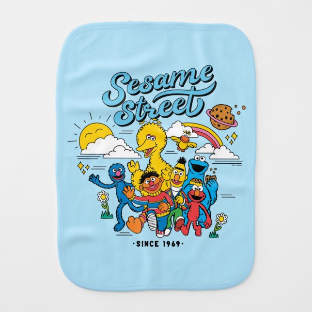 Sesame Street | Friends Since 1969 Baby Burp Cloth (Front)