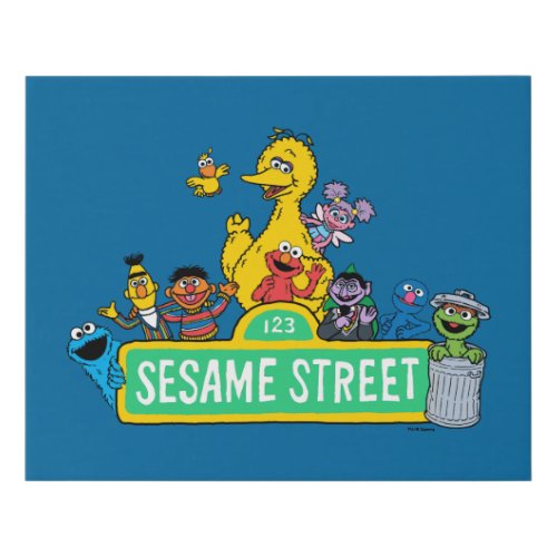 Sesame Street  Full Color With Pals Faux Canvas Print