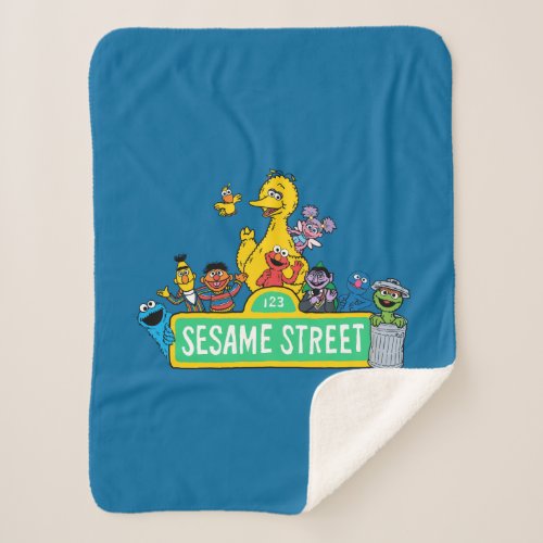 Sesame Street  Full Color With Pals Sherpa Blanket