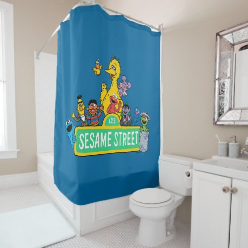 Sesame Street  Full Color With Pals Shower Curtain