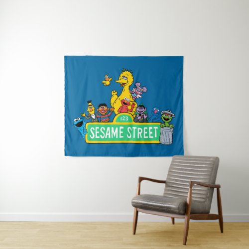 Sesame Street  Full Color With Pals Tapestry