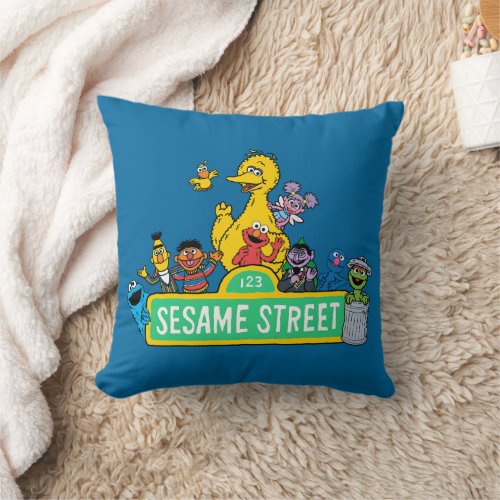 Sesame Street  Full Color With Pals Throw Pillow