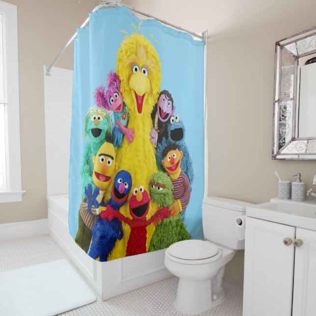 Sesame Street | Fun Colorful Pals Portrait Shower Curtain (In Situ)