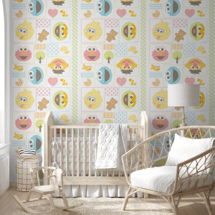 Sesame Street Furry Friends Pattern Wallpaper