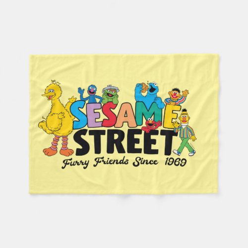 Sesame Street  Furry Friends Since 1969 Fleece Blanket