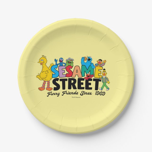 Sesame Street | Furry Friends Since 1969 Paper Plates (Front)