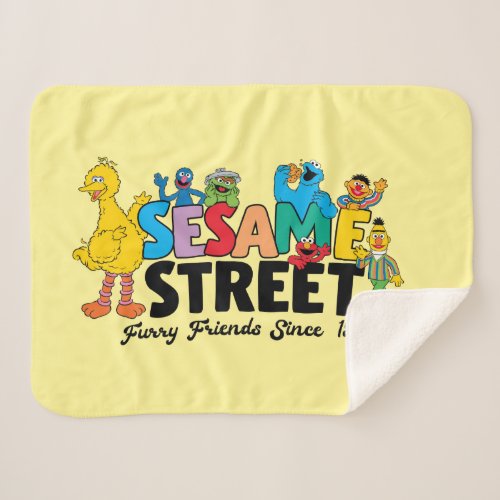 Sesame Street  Furry Friends Since 1969 Sherpa Blanket