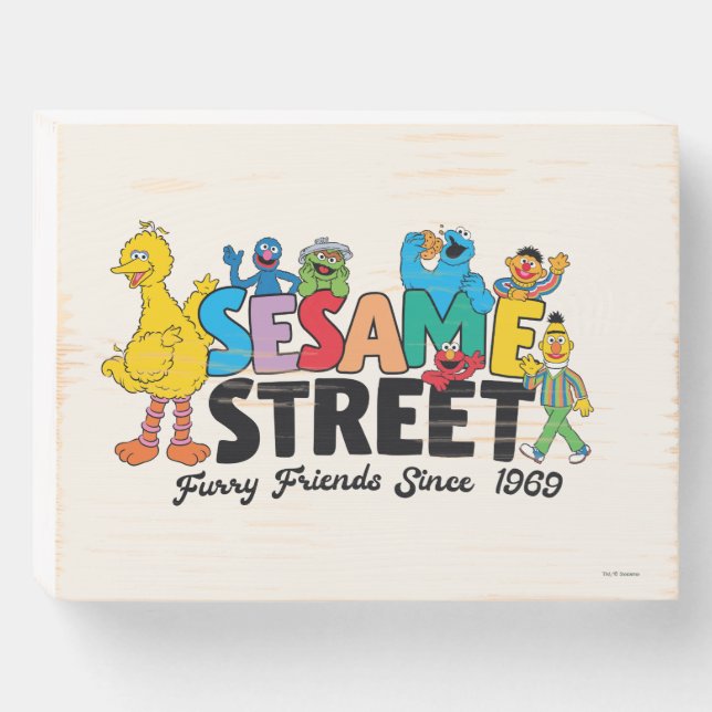 Sesame Street | Furry Friends Since 1969 Wooden Box Sign (Front Horizontal)