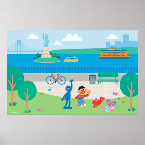 Sesame Street  Governors Island Scene Poster