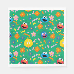 Sesame Street Green Floral Pattern Napkins