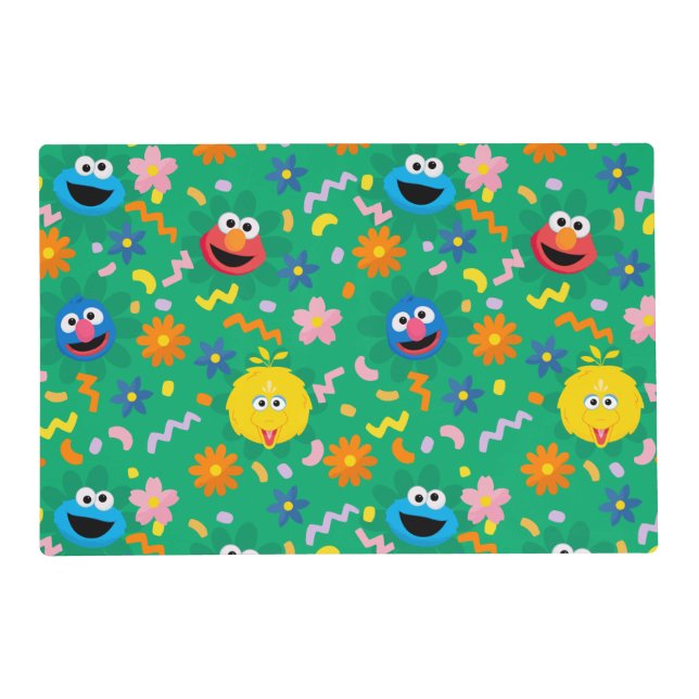 Sesame Street Green Floral Pattern Placemat (Front)