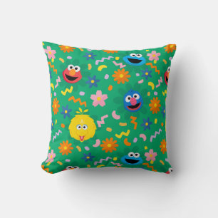 Sesame Street Green Floral Pattern Throw Pillow