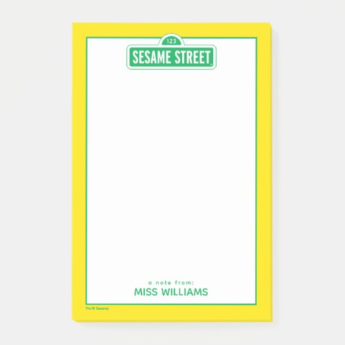 Sesame Street  Green Logo  Add Your Name Post_it Notes