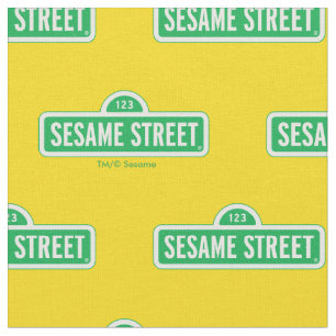 Sesame Street Green Logo Fabric