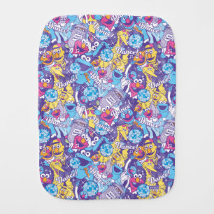 Sesame Street Groovy Dance Pattern Baby Burp Cloth