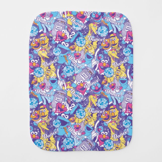 Sesame Street | Groovy Dance Pattern Baby Burp Cloth (Front)