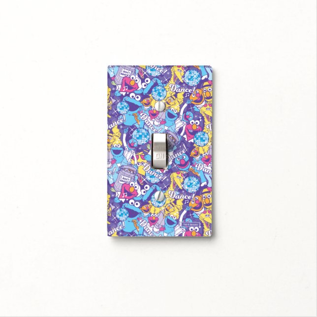 Sesame Street | Groovy Dance Pattern Light Switch Cover (In Situ)