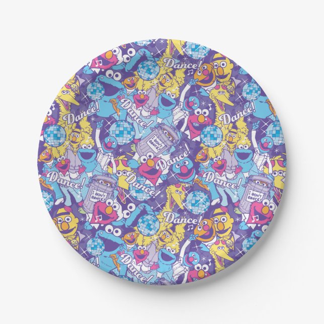 Sesame Street | Groovy Dance Pattern Paper Plates (Front)