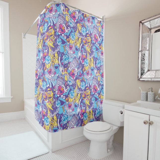 Sesame Street | Groovy Dance Pattern Shower Curtain (In Situ)