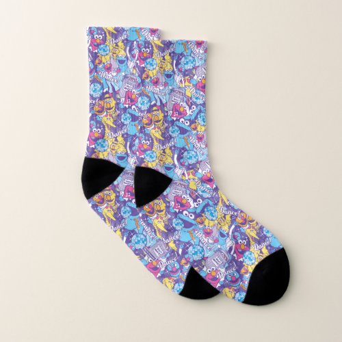 Sesame Street  Groovy Dance Pattern Socks