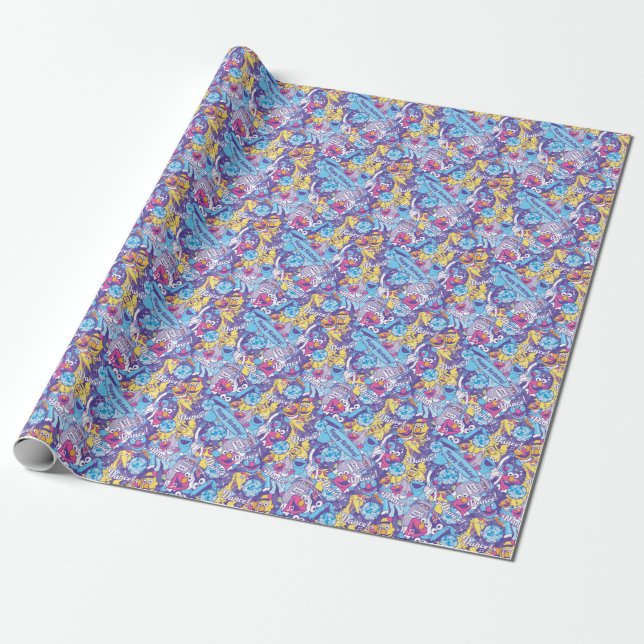 Sesame Street | Groovy Dance Pattern Wrapping Paper (Unrolled)