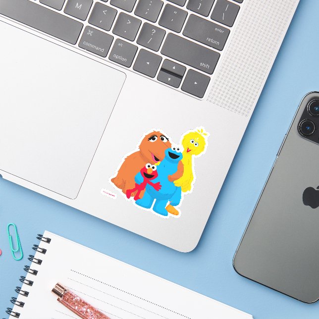 Sesame Street | Group Hug Sticker (Laptop w/ iPhone)