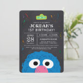Sesame Street | Grover Chalkboard Birthday Invitation (Standing Front)