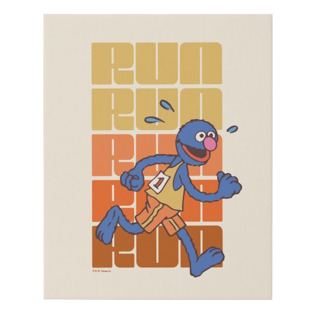 Sesame Street | Grover Runs Faux Canvas Print (Front)