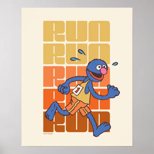 Sesame Street | Grover Runs Poster | Zazzle
