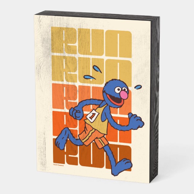 Sesame Street | Grover Runs Wooden Box Sign (Angled Vertical)